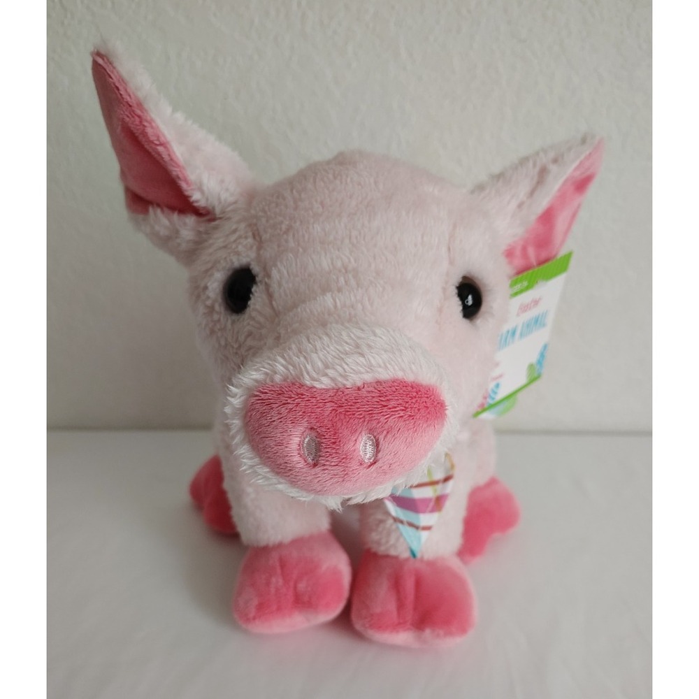 Dan Dee Easter Pink Pig Plush W/Striped Bandana - NWT NEW